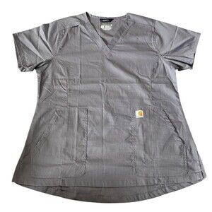 Carhartt Women’s M Gray Rugged Flex Ripstop V-Neck Scrub Top New